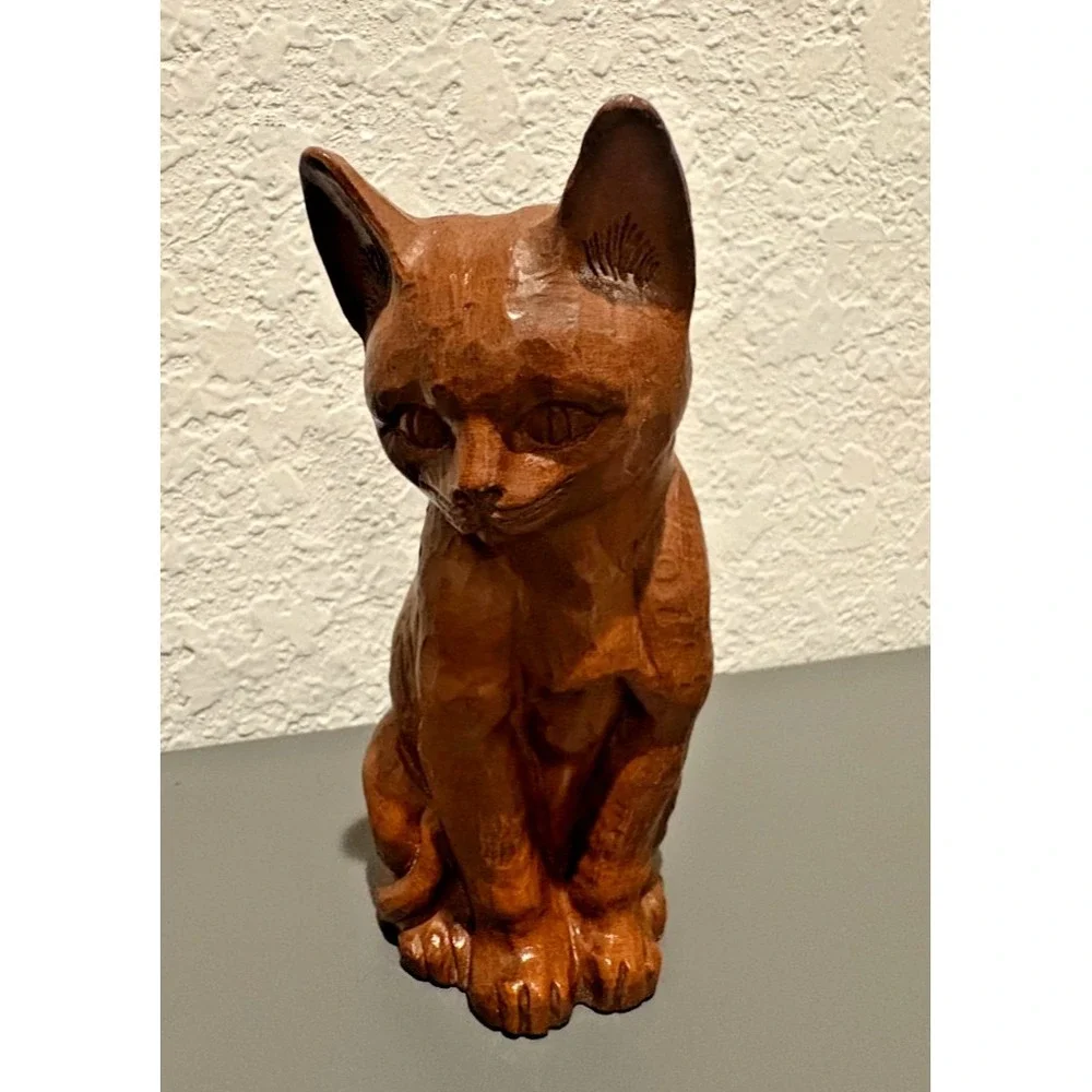 Vintage Red Mill Mfg 1985 Sitting Cat Figurine Crushed Pecan Resin 6